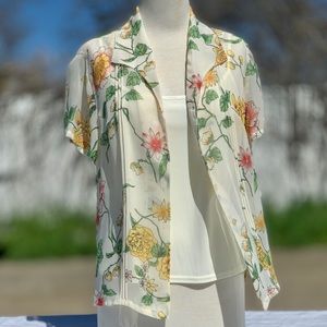 Jonathan Martin Yellow Floral Blouse with Camisole ~ Size Medium or Large